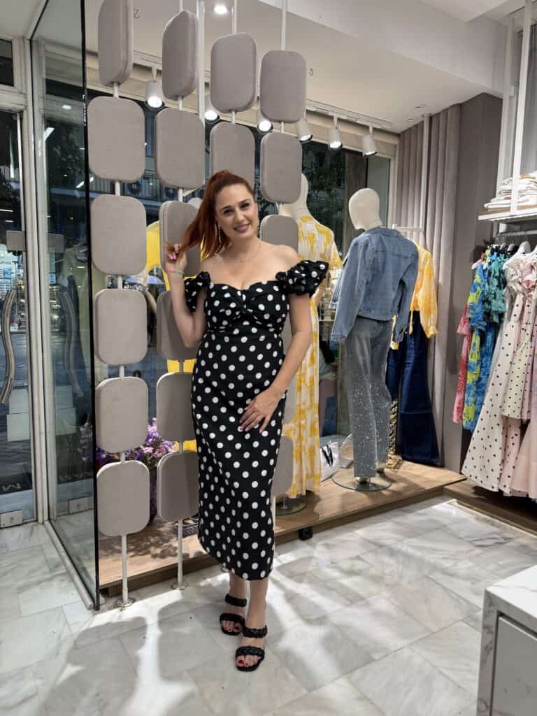 Φόρεμα πουά midi