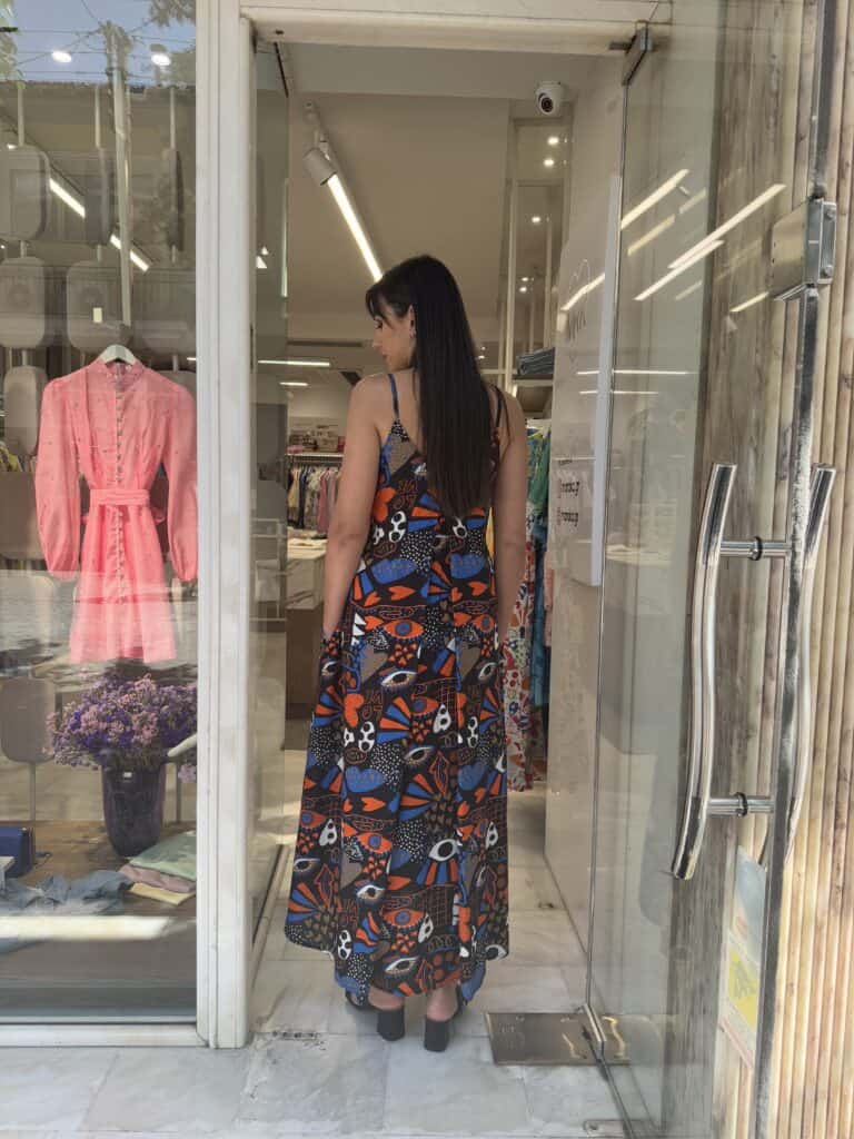 Φορεμα πριντ μαυρο πισω οψη Φόρεμα με Πριντ