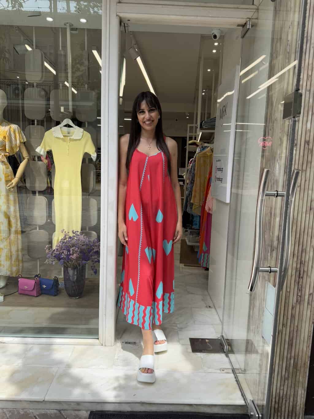 Ολόσωμη φόρμα με καρδούλες κόκκινο