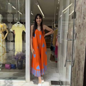 Ολόσωμη φόρμα με καρδούλες πορτοκαλί