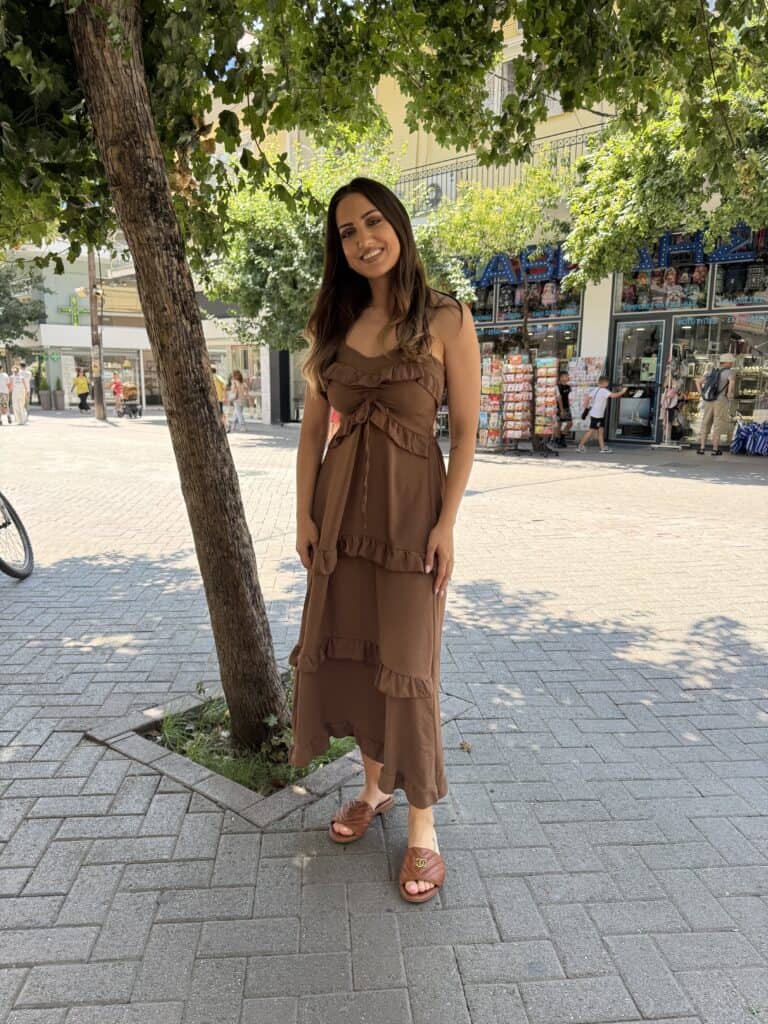 Φόρεμα Τιραντέ Μidi Καφέ