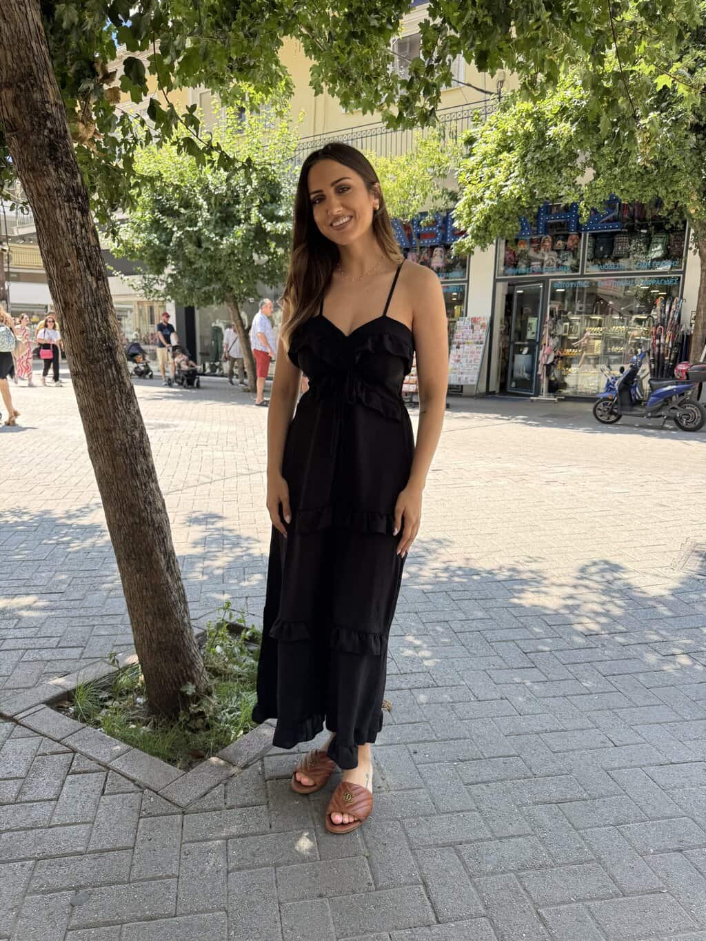 Φόρεμα Τιραντέ Μidi Μαύρο