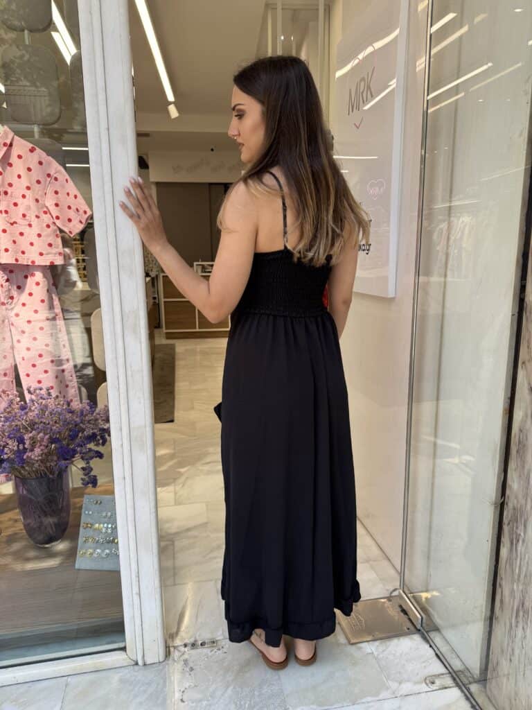 Φόρεμα Τιραντέ Μidi Καφέ