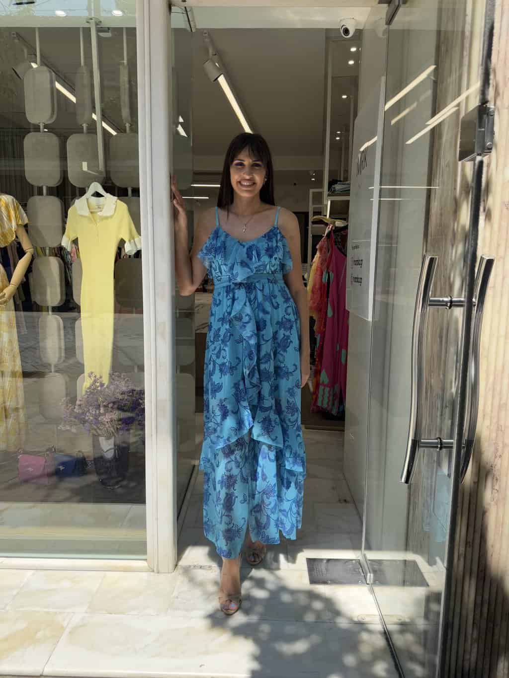 Φόρεμα Βολάν Γαλάζιο