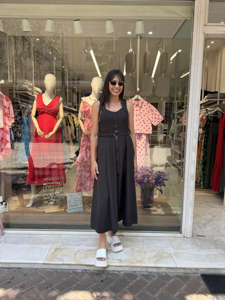 Φόρεμα με ζώνη Χακί