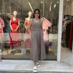 Φόρεμα με ζώνη Χακί