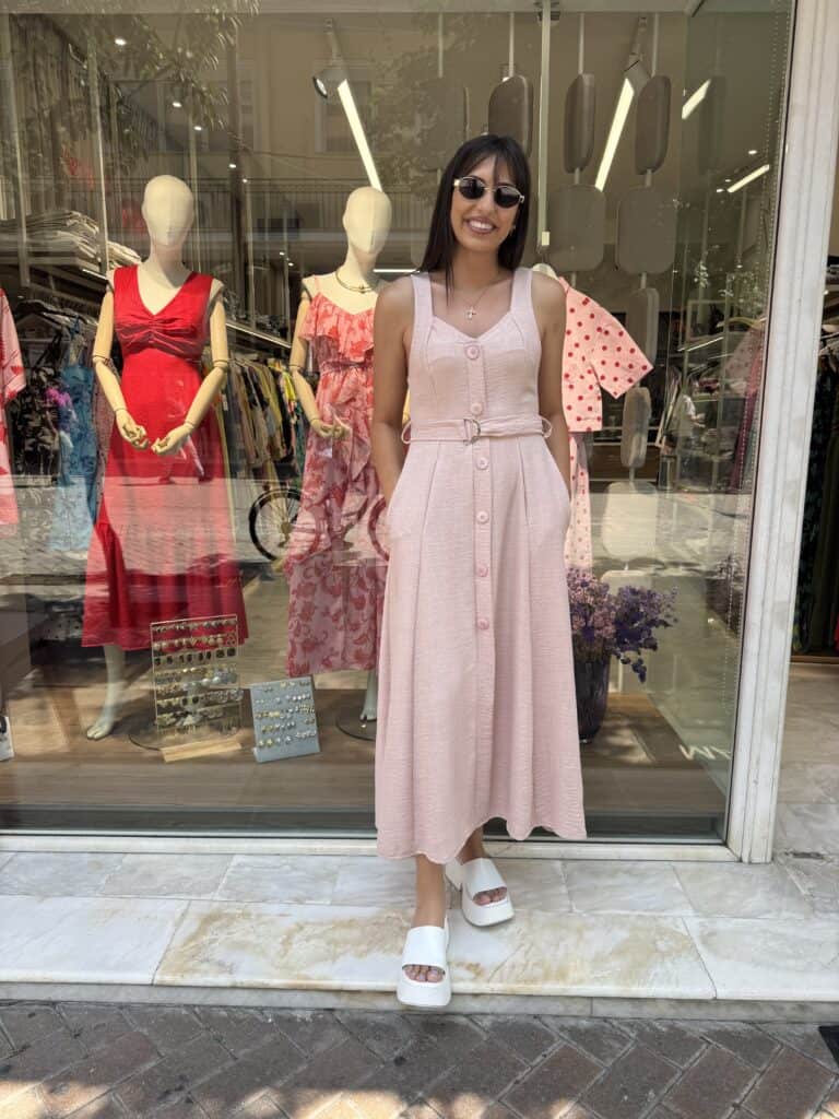 Φόρεμα με ζώνη Χακί