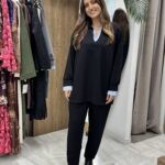 μαύρο σετ Σετ με γιακά