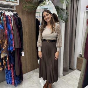 Φούστα πλισέ μονόχρωμη