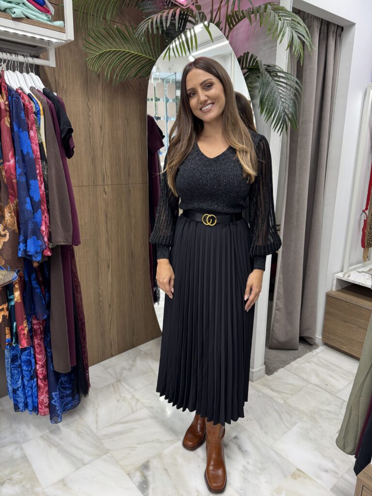 Φούστα πλισέ μονόχρωμη