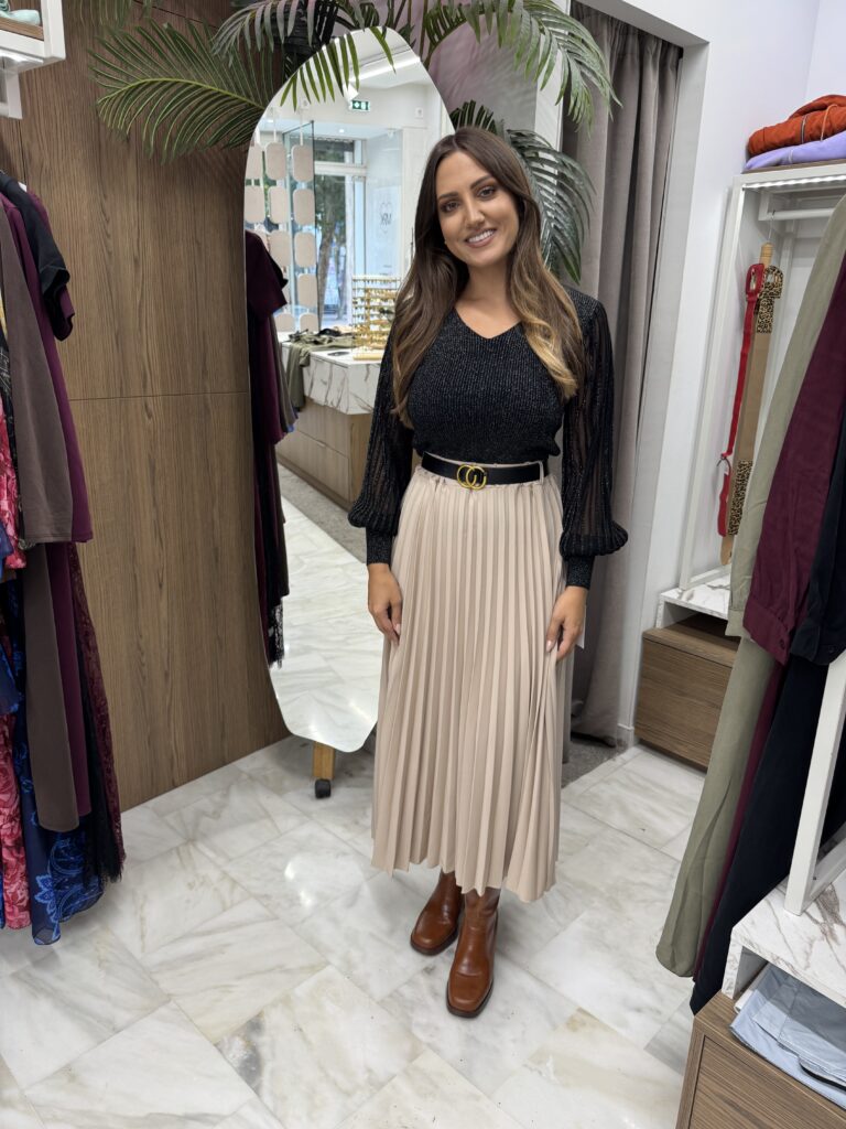 Φούστα πλισέ μονόχρωμη