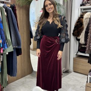 Φούστα βελούδινη με χρυσό τοκά