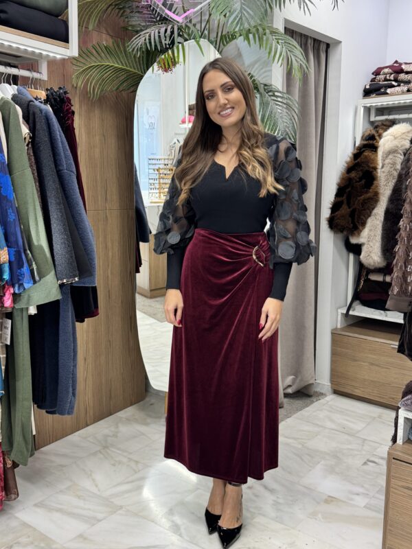 Φούστα βελούδινη με χρυσό τοκά