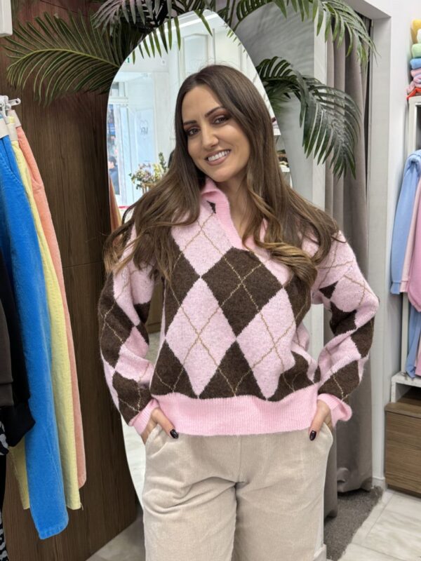 Μπλούζα πλεκτή με ρόμβους