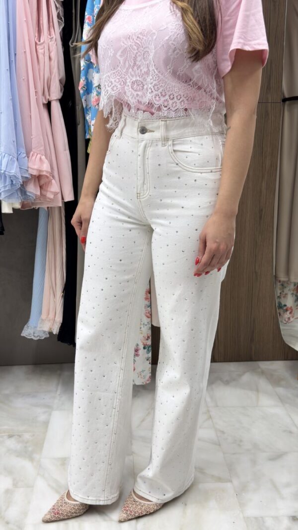 Παντελόνι λευκό με στρας