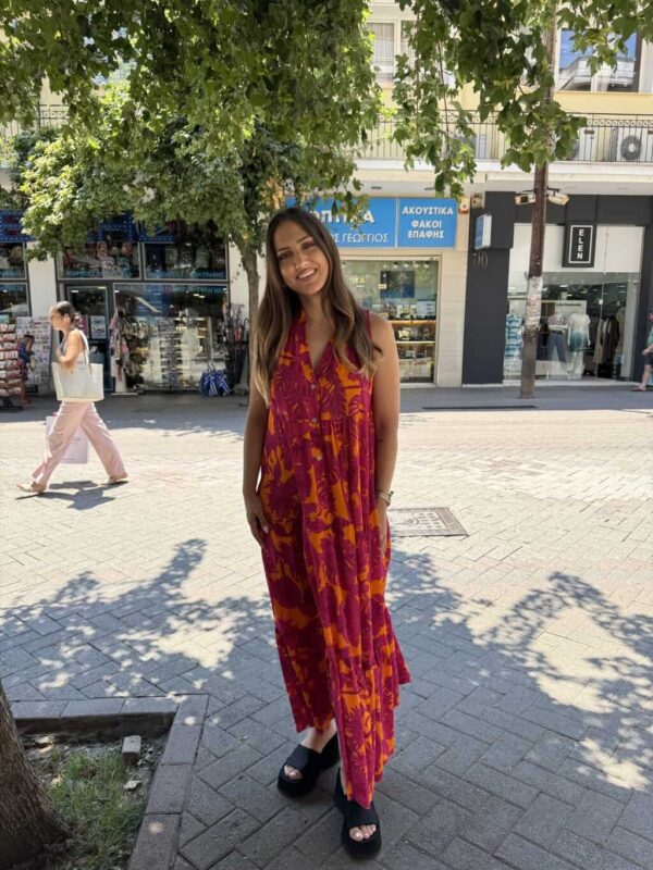 Φόρεμα αμάνικο maxi