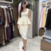 Σετ πλεκτό με μπλούζα peplum