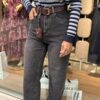 Τζιν παντελόνι με ζώνη σκούρο γκρι