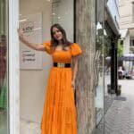 Φόρεμα μακρύ με φουσκωτά μανίκια