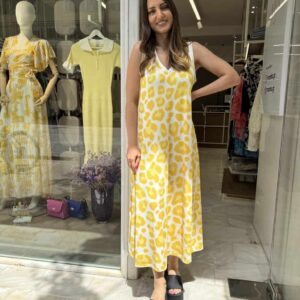 Φόρεμα λεοπάρ κίτρινο