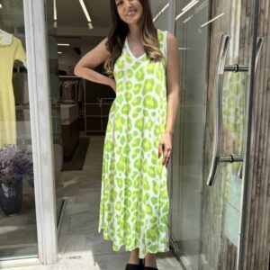 Φόρεμα λεοπάρ λαχανί