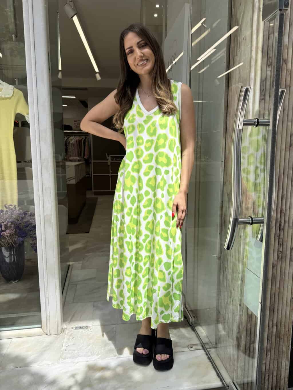 Φόρεμα λεοπάρ λαχανί