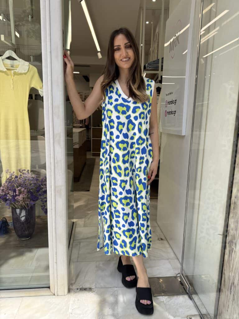 Φόρεμα λεοπάρ κίτρινο