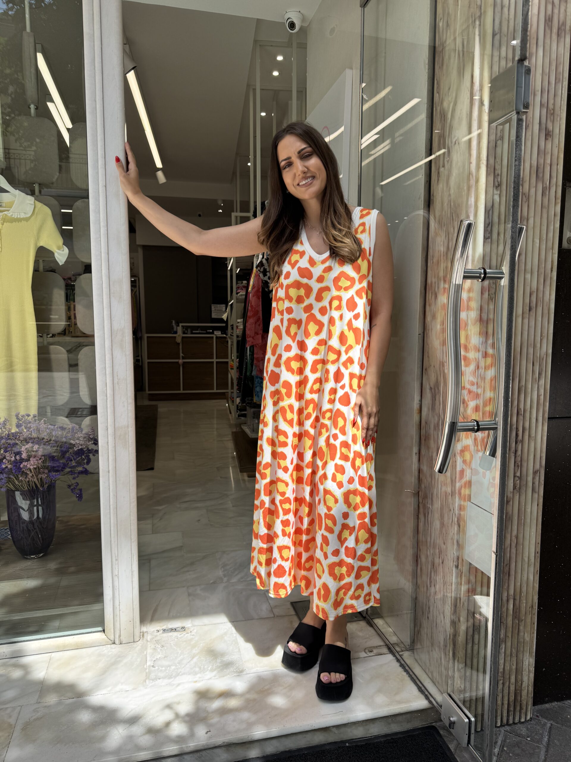 Φόρεμα λεοπάρ κίτρινο