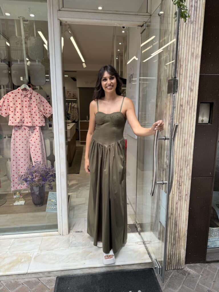 Φόρεμα Ποπλίνα χακί Φόρεμα Ποπλίνα με cups