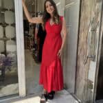 Φόρεμα κόκκινο Φόρεμα με δέσιμο Χακί