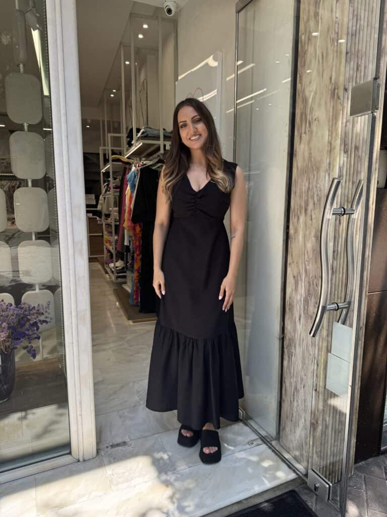 Φόρεμα μαύρο Φόρεμα με δέσιμο Χακί