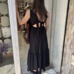 Φόρεμα μαύρο πίσω όψη Φόρεμα με δέσιμο Χακί