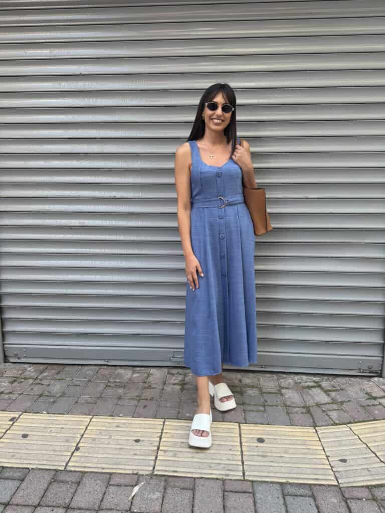 Φόρεμα με ζώνη Χακί