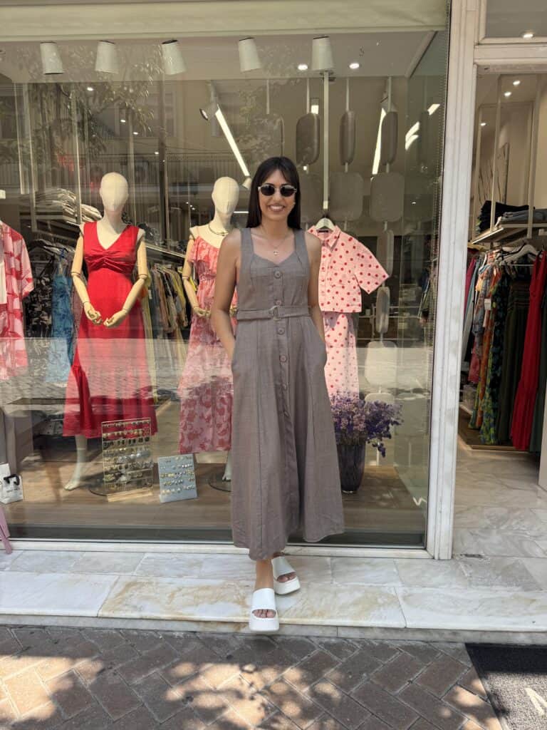 Φόρεμα με ζώνη Χακί