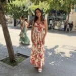 Φόρεμα  maxi με λουλούδια και cups