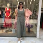 Φόρεμα με ζώνη Χακί