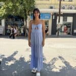 Φόρεμα μπλε δέσιμο Φόρεμα με δέσιμο στο στήθος