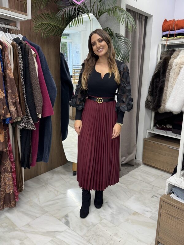 Φούστα πλισέ μονόχρωμη