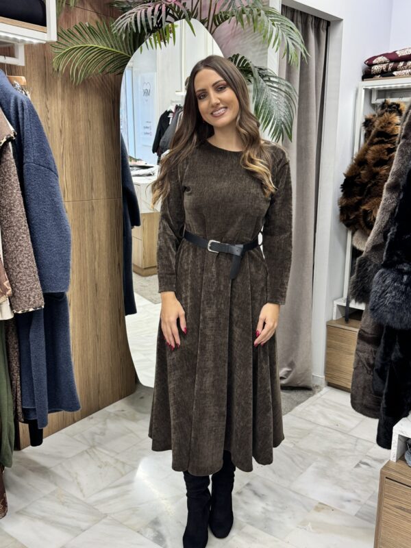 Φόρεμα βελούδινο με ζώνη