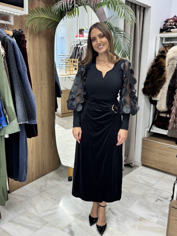 Φούστα βελούδινη με χρυσό τοκά