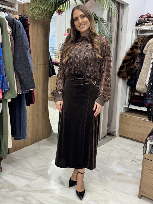 Φούστα βελούδινη με χρυσό τοκά