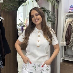 Μπλούζα πόλο με χρυσά κουμπιά