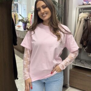 Μπλούζα με δαντέλα μανίκι