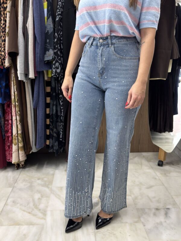 Τζιν παντελόνι με στρας μπλε